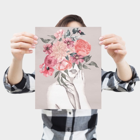 Abstract Floral Woman Wall Art Print Unframed - Picture 8 of 17